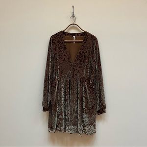 FREE PEOPLE | velvet green balloon sleeve dress